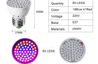 2pcs Bombilla LED De Crecimiento De Plantas Full Spectrum E27 220V Para Jardín Indoor Hidroponía Tienda De Crecimiento Lámpara Fitolampy Phyto - details 8