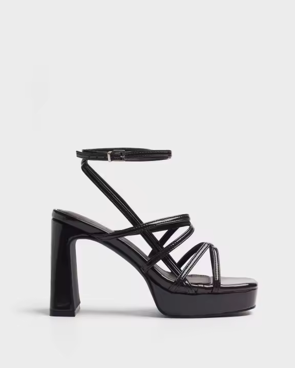 MIM Nori Sandalias de tacón para mujer chocolate en charol sintético 9374162682186 - 1