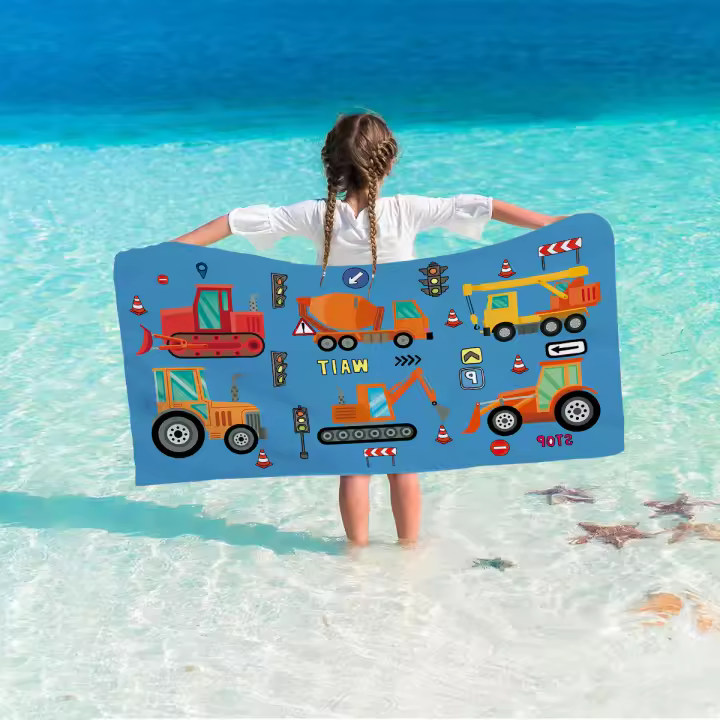 Toalla De Playa Para Niños Con Patrón De Coche De Dibujos Animados Toalla De Microfibra Sin Arena Para Baño Piscina Camping Viajes Absorbente Rápido Lavable Máquina Tamaño Rectangular 100% Poliéster 240gsm - 1