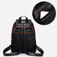Mochila De Cuero PU Para Mujer 2024 Bolso De Viaje Multi-funcional Clásica Negra Impermeable Bolso De Hombro De Escuela - details 13