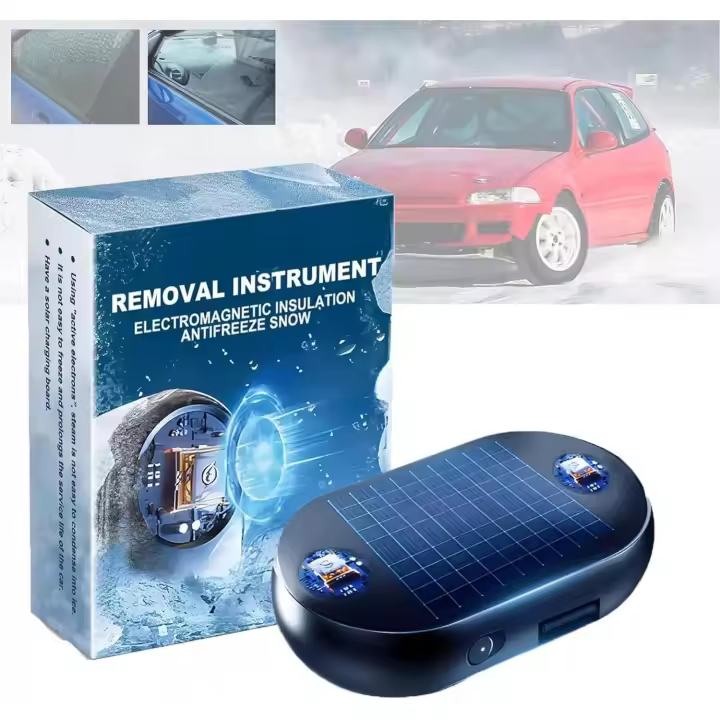 [Actualización de unidad solar] Eliminación de nieve electromagnética, instrumento de eliminación de nieve anticongelante, descongelador molecular electromagnético para automóvil, parabrisas delantero y trasero, eliminación de nieve para el hogar, baños, - 1