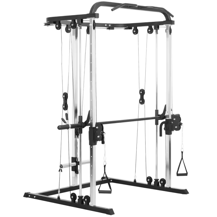 SPORTNOW Smith Machine Multiestación de Musculación Máquina Multifunción de Musculación con Soporte para Sentadillas y Barra para Pesas para Entrenamiento Fitness en Hogar Negro - 1