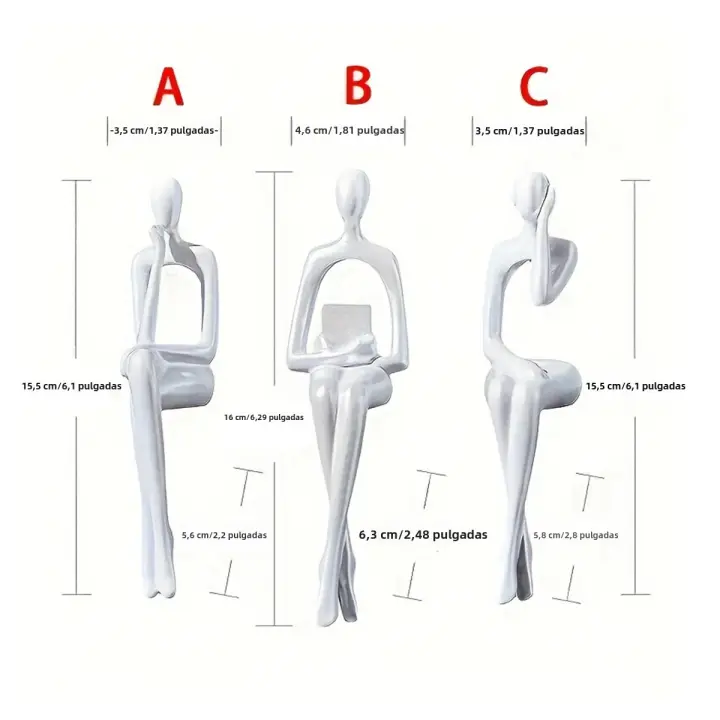 Escultura Decorativa Abstracta En Resina Blanca 1pc Decoración Moderna Para El Hogar Y La Oficina Figura De Arte Sin Marca Ni Origen Específico - 1