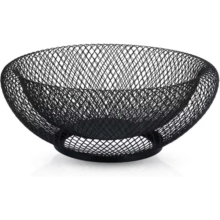 Cesta de Frutas de metal Negro: elegant frutero Redondo, Cuenco decorative de Doble pared para Frutas, verduras y más - 1