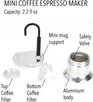 Olla Moka de Pico único, Cafetera Moka de un Tubo, Cafetera Moka de un Solo Pico, 50 Ml/1 Taza, Pico de Aleación de Aluminio Portátil, para Fiestas en Casa Camping y Viajes(17 X 8,5 cm) - details 1
