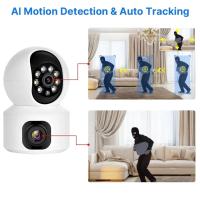 Lente dual y monitor de pantalla dual Cámara WiFi, Cámara IP PTZ inalámbrica para vigilancia del hogar, Monitor de Video de seguridad inteligente, 2k, pantallas duales, 4MP, WIFI, Audio bidireccional para bebés y Mascotas - details 1