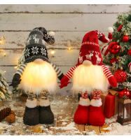 Muñeca Luminosa De Piernas Largas Sin Cara Con Pantalones Rayados Y Colgante De Santa Claus Figura De Navidad Para Decoración Del Hogar - details 7