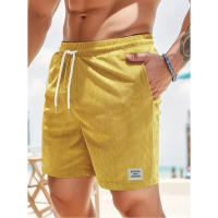 Nuevos Pantalones Cortos De Corduroy Para Hombre Verano Color Sólido Con Cordones Estilo Casual Cierre De Cordón Talla Media - details 63
