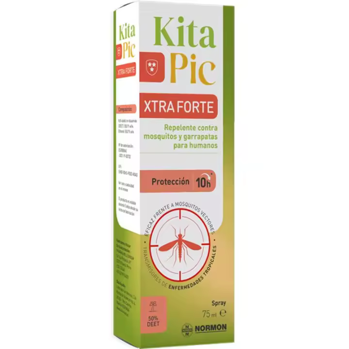 Normon Kita Pic XTRA FORTE 75ml Spray Antimosquitos y Garrapatas Repelente de Enfermedades Tropicales - 1