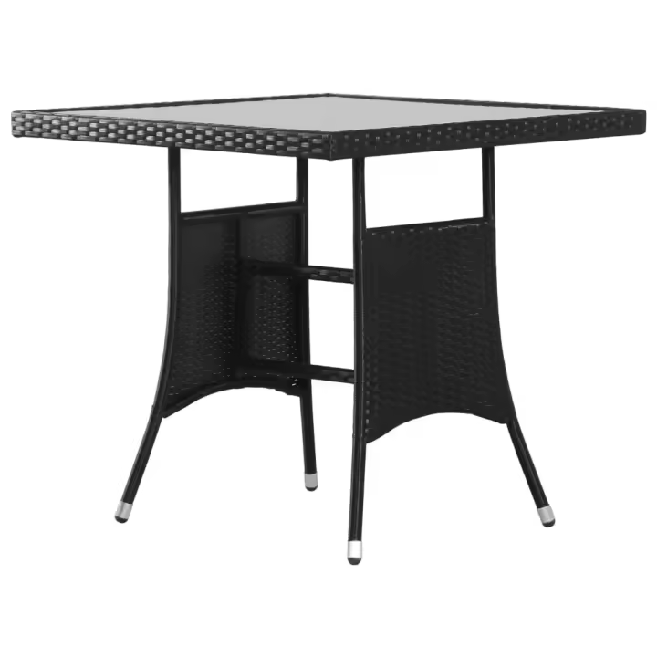 vidaXL Mesa de jardín 80x80x74 cm ratán sintético negro - 1
