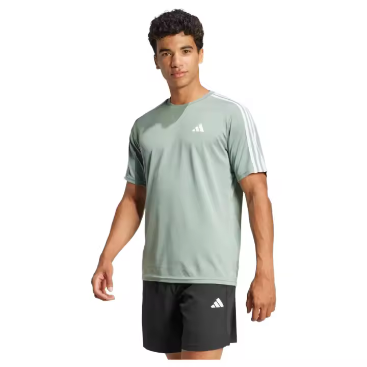 Camiseta de Manga Corta Adidas Essential 3 Stripes para hombre en color verde - 1