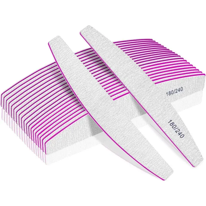 Limas de uñas profesionales, Lima de doble cara para uñas, trigo 180/240, paquete de 10 Limas de uñas de Grano Fino - 1