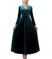 Vestido Largo De Veludo Elegante Para Fiesta De Noche V-Neck Vestido Formal De Mujer Vestido Maxi De Autum 2023 Cierre Pullover Polyester - details 9