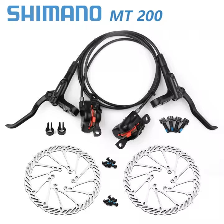 Frenos De Disco Hydraulicos Shimano MT200 Para Bicicleta De Montaña Y Carretera Manillar De Acero 3 Dedos Freno Frontal Y Trasero - 1
