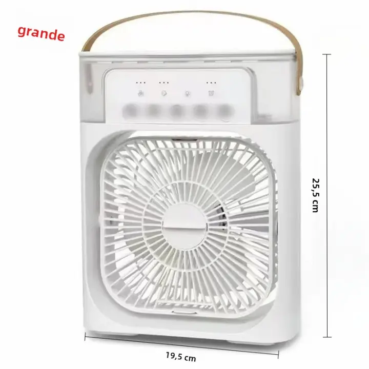  Ventilador Portátil Humidificador Luz Nocturna LED 3 En 1 Aire Acondicionador Eléctrico USB Para El Hogar Con Neblina De Agua Y Control De Velocidad Mecánico - 1