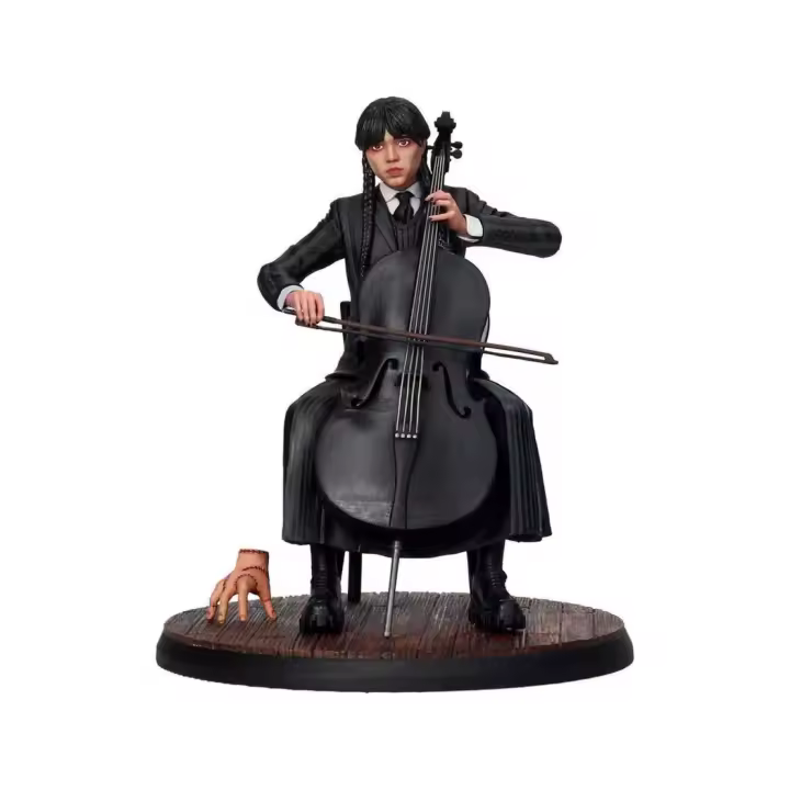 Figura Wednesday con violonchelo y Thing – 15 cm SD Toys, PVC, edición coleccionista - 1