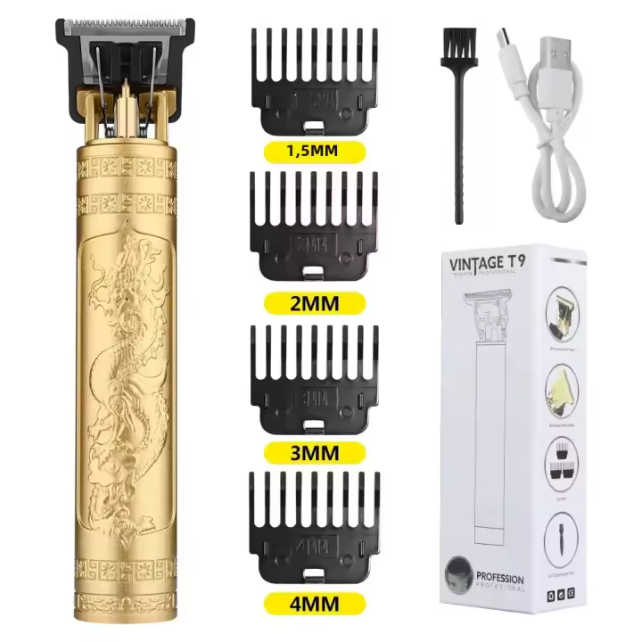 Retro T9 Set De Recortadora De Pelo Máquina De Corte Original Para Hombres Trimmer Eléctrico Afeitadora Para Áreas Sensibles Con Indicación De Carga Y Tiempo De Uso De 60 Minutos - 1