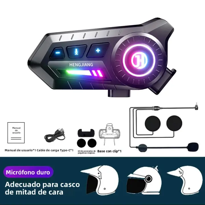 Auriculares De Motocicleta X3 Bluetooth 6.0 Con Luces Tri-Colorables Y IPX6 Impermeables Soporta Conectar 2 Teléfonos Al Mismo Tiempo - 1