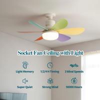 Ventilador De Techo Con Luz 40W E27 Control Remoto LED Para Baño Dormitorio Cocina Soporte Para Instalación Y Luz Dimmable - details 15