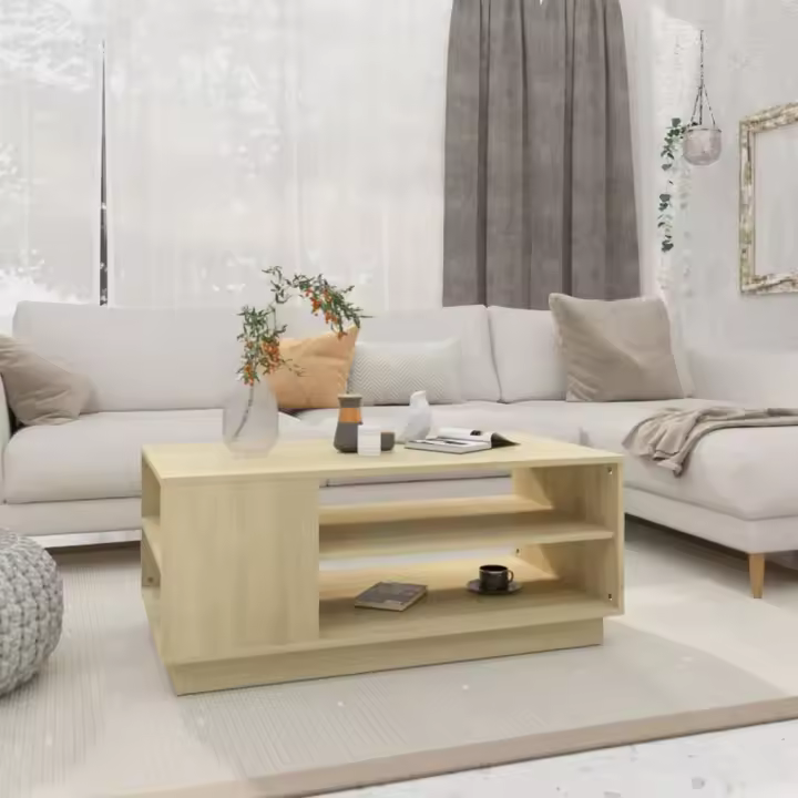 vidaXL Mesa de centro madera de ingeniería roble Sonoma 102x55x43 cm - 1