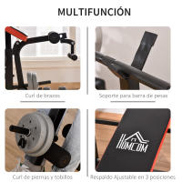 HOMCOM Banco de Pesas Multifuncional Banco de Musculación con Respaldo Ajustable Soporte de Barras Extensión de Piernas Almohadilla de Predicador Mariposa Entrenamiento en Gimnasio Oficina Negro - details 6