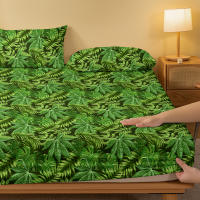 Sábana Ajustada Moderna Y Sencilla Con Estampado De Plantas Y Flores Material Poliéster 100% Para Dormitorio Sin Fundas De Almohada - details 3