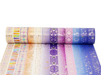 Set De 12 Rolls De Cinta De Washi Estelar Dorada Y Morada Para Scrapbooking Cinta De Máscara Láser Serie De Constelaciones Adhesivo De Tela Para Manualidades Y Estación De Oficina - details 4