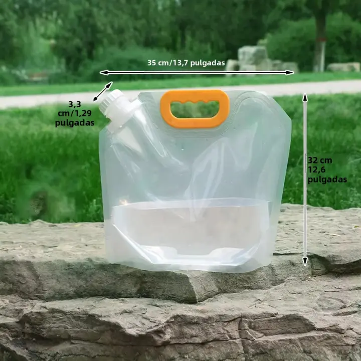 Bolsa De Agua Plegable 5L Portátil Para Deportes Y Camping Con Manija Botella De Almacenamiento Para Viajes Al Aire Libre - 1