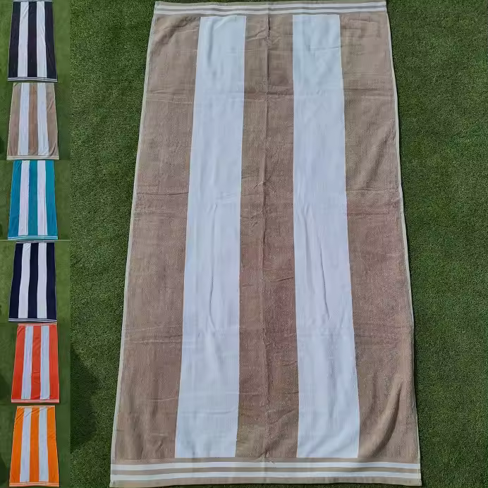 Toalla de Playa 100% Algodón Egipcio Rayas Anchas 85X165 cm Dhestia Home    toallas de playa - 1