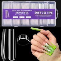 240Pcs Uñas Postizas Cuadradas Extra Largas Y Claras Para Uñas De Acrílico Profesionales Uñas De Acrílico Tapered XXL Uñas Postizas Rectas - details 0
