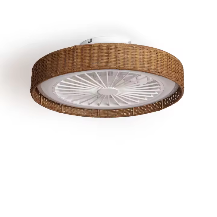 LEDKIA LIGHTING Ventilador de Techo con luz Silencioso DC Ratán Nara Transparente Mando a Distancia Pequeña (hasta 10 m²) 50 cm Marrón [Clase de eficiencia energética F] - 1