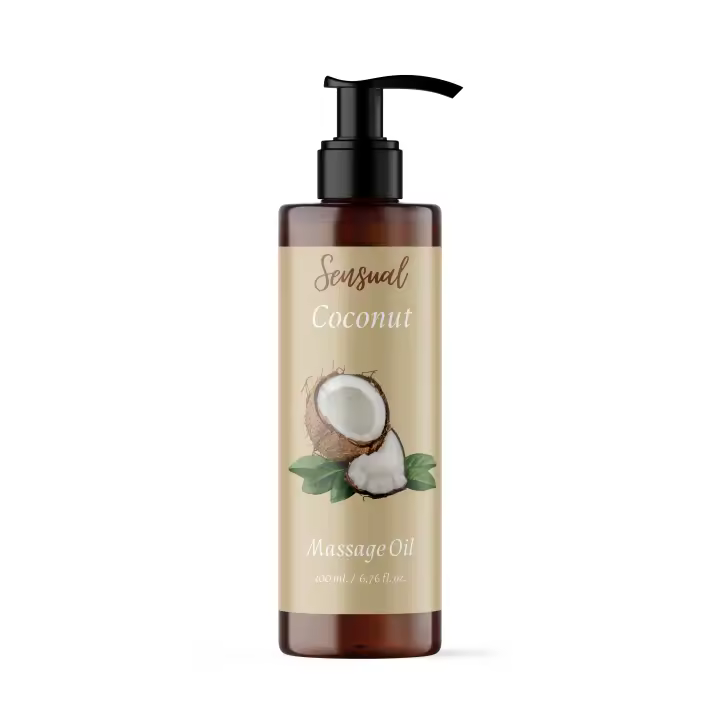QKnatur - Aceite de Masaje de COCO - 200ml - para Masajes Exóticos Corporales Relajantes y Revitalizantes. Ideal para parejas - Hidratante y nutritivo - 1