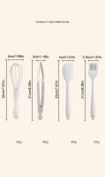 Set De Utensilios De Cocina De Silicona Mini 4Pcs Antiadherente Incluye Espátula Para Pasteles Pinza Para Alimentos Mezclador Cepillo De Aceite Para Cocina Flexible - details 1