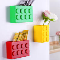 2PCS/set Caja De Almacenamiento Magnética En Forma De Bloque Organizador Para Nevera Adhesivo En La Pared Caja De Almacenamiento Para Puerta De Nevera Sin Perforar - details 0