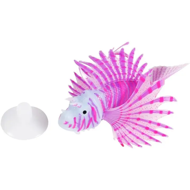 Pez León artificial, Pez falso luminoso, adornado para Acuario, decoración de animales con Brillo (Morado) - 1