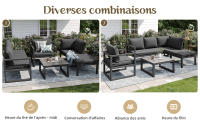 Juego de muebles de Jardín de Cuerda, juego de muebles de Jardín, sofá esquinero de Armado de Hierro galvanizado, Pata regulables, incl. Todos Los cojines de asiento y respaldo, Gris - details 2