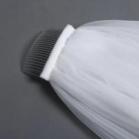 Velo De Novia En Blanco Dos Capas Corto Tulle Con Borde De Cinta Vestido De Novia Complementos De Boda Para Mujeres - details 5