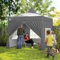 Outsunny Carpa Plegable Pop-up Gazebo 3x3 m Cenador Plegable con 4 Paredes Laterales Anti-UV Altura Ajustable Marco Metálico Robusta y Bolsa de Transporte para Camping Fiestas Gris - details 1