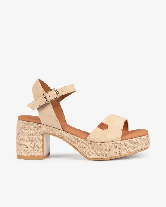 POPA Cuña Tacón Belle Serraje Beige - 1