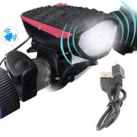 Lámpara De Bicicleta Con Bocina Recargable Por USB Luz Frontal Para Ciclismo Y Scooter Electrónico ABS Impermeable IPX6 Con Función De Sensor Inteligente - details 7
