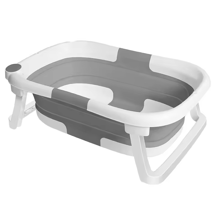 Bañera plegable para bebé, bañera portátil de plástico, pies antideslizantes - 1