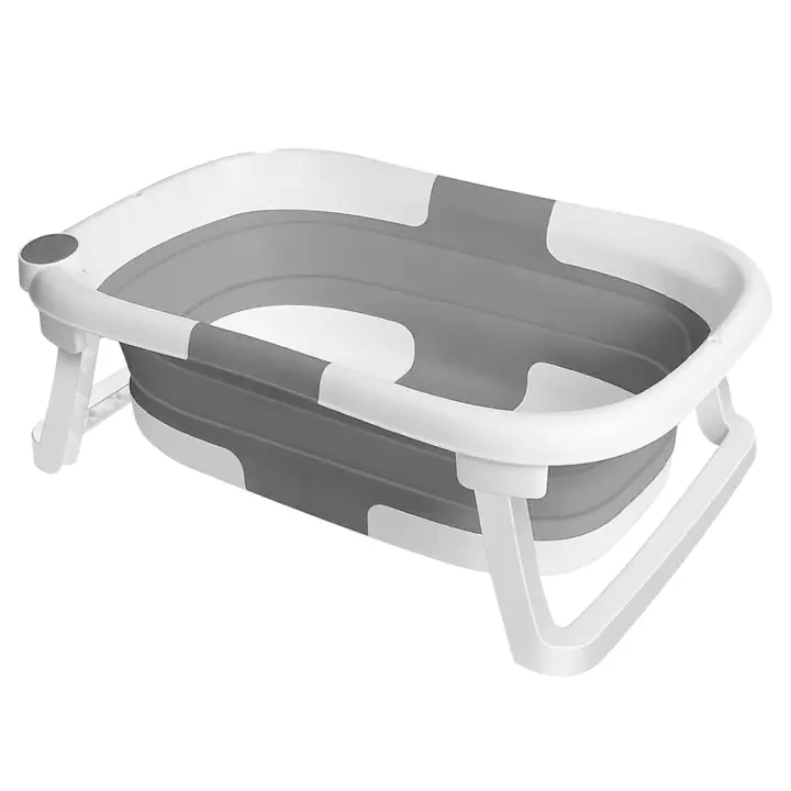 Bañera plegable para bebé, bañera portátil de plástico, pies antideslizantes - 1