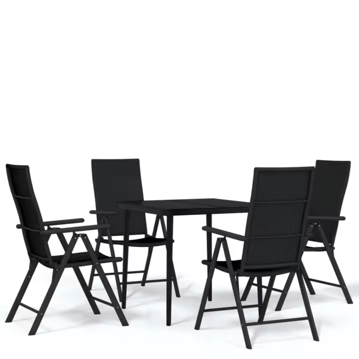 vidaXL Juego de comedor para jardín 5 piezas negro - 1