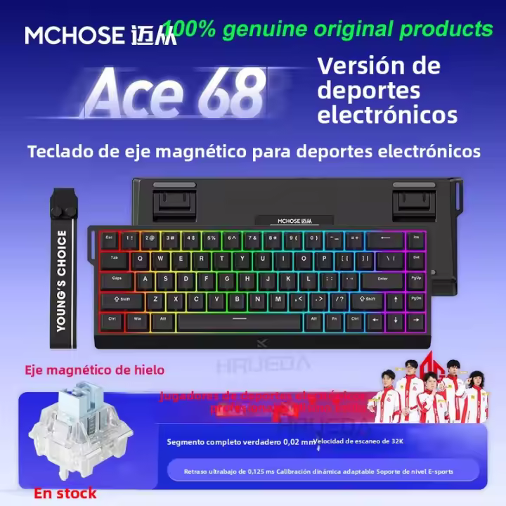 MCHOSE Ace 60 pro 68 Teclado Mecánico Con Eje Magnético 0.01ms Latencia RT 0.01mm 128K Personalizable Para Esports Y Gaming Con Retroiluminación RGB - 1
