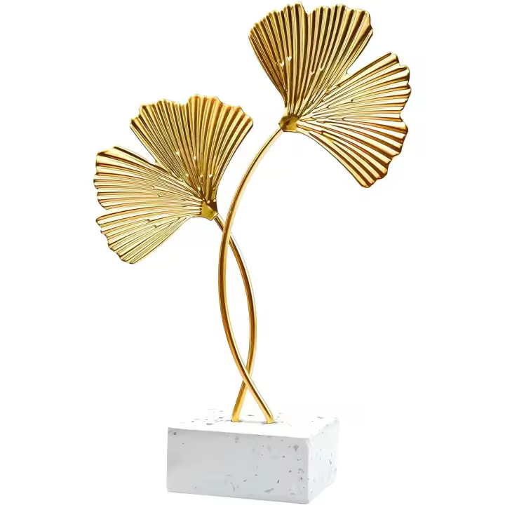 Adorno de Hojas de ginkgo Escultura de decoración de escritorio de hoja de ginkgo Dorada decoración Moderna y Creative para el hogar ESTATUA PARA Oficina dormitorio (dorado) - 1