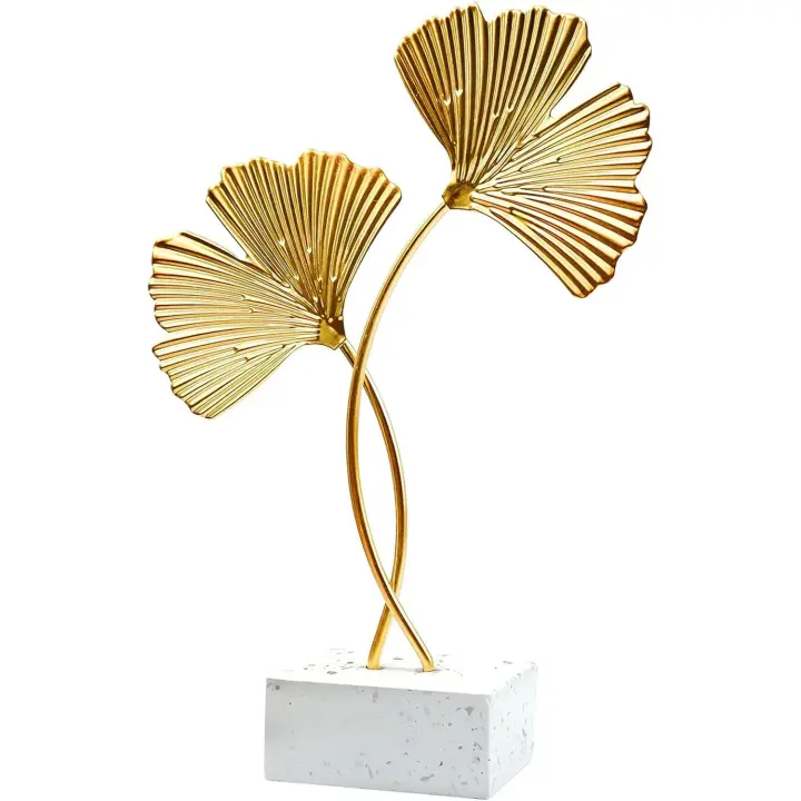 Adorno de Hojas de ginkgo Escultura de decoración de escritorio de hoja de ginkgo Dorada decoración Moderna y Creative para el hogar ESTATUA PARA Oficina dormitorio (dorado) - 1