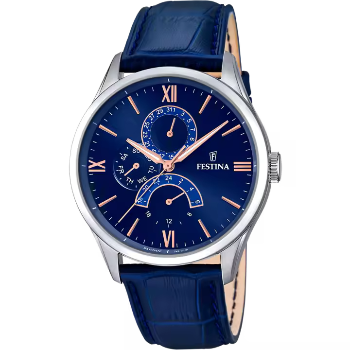 Reloj FESTINA Hombre Retro F16823/3 - Acero con correa de piel azul - Novio - 1