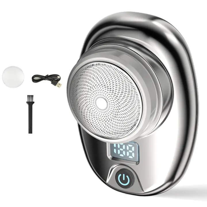Mini máquina de afeitar eléctrica para hambres con pantalla LCD, rectoradora de Barba portátil de bolsillo - 1