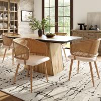 Conjunto de Mesa y Silla de Madera, Diseño único con sillas de Trinquete, Cojines envuelve en Cuero de PU, Muebles para el hogar elegantes y Sencillos - details 1