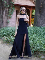 Vestido Sin Mangas De Moda Para Mujer Verano 2025 Con Cinta Y Patchwork Elegante Vestido De Malla Con Abertura Vestido Largo Para Playa - details 7